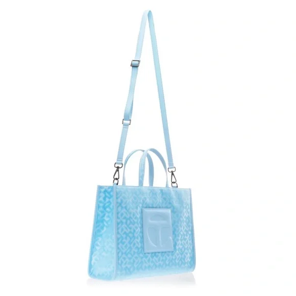 Telfar Medium Pool Blue Monogram Shopping Bag